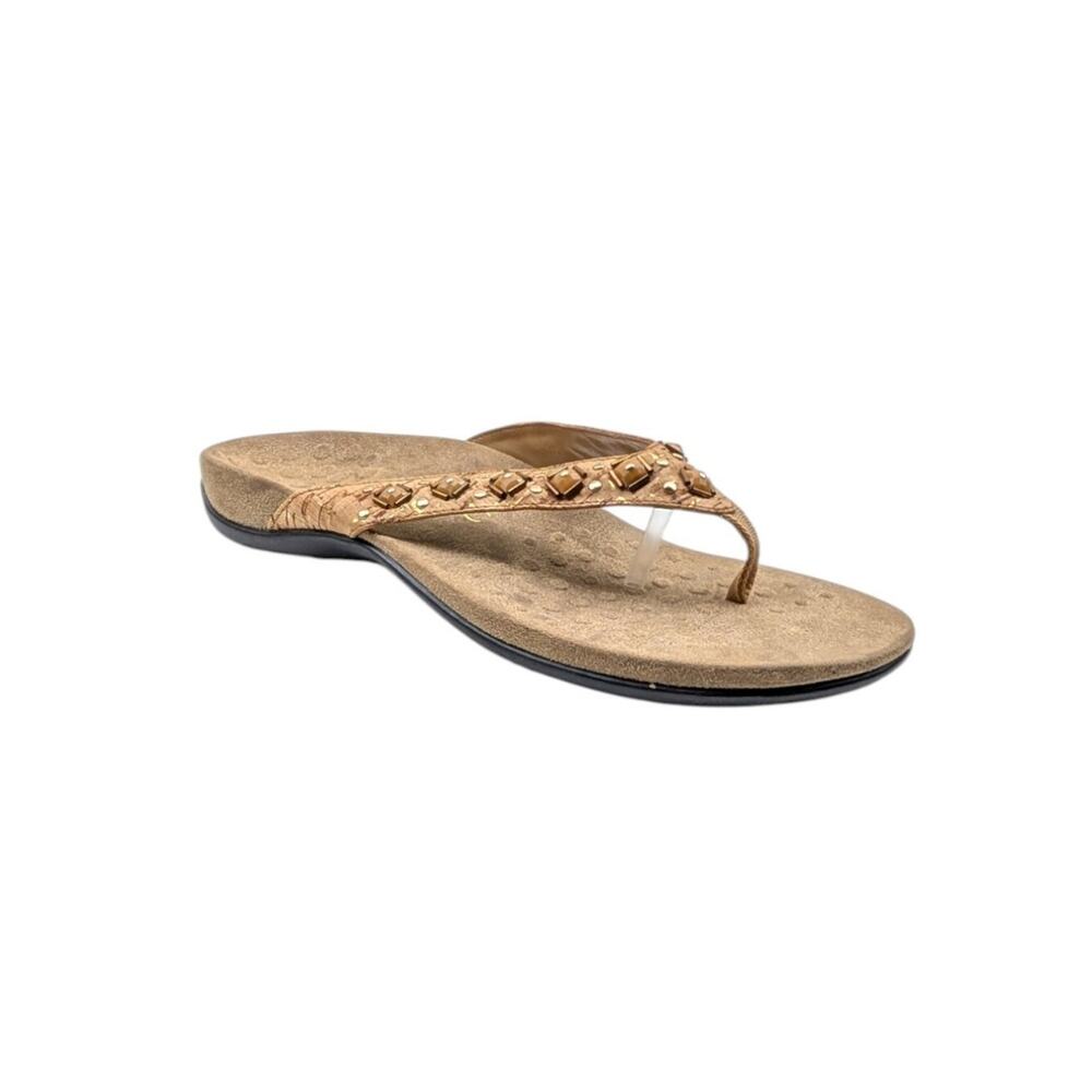 Vionic Rest Floriana 340 Bronze Embelished Stone Cork Orthotic Thongs NWT S4203 - Picture 6 of 12